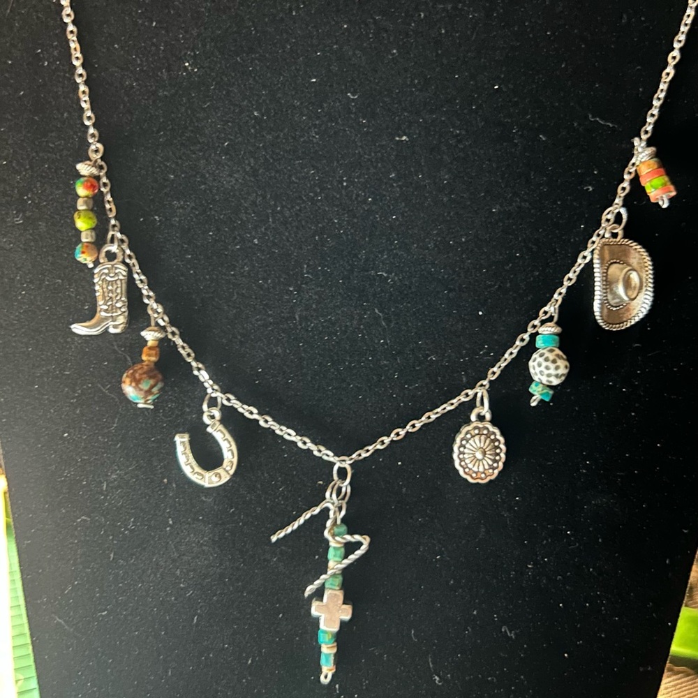 Charm “Initial” Necklace with Turquoise Charms. Will customize to order!